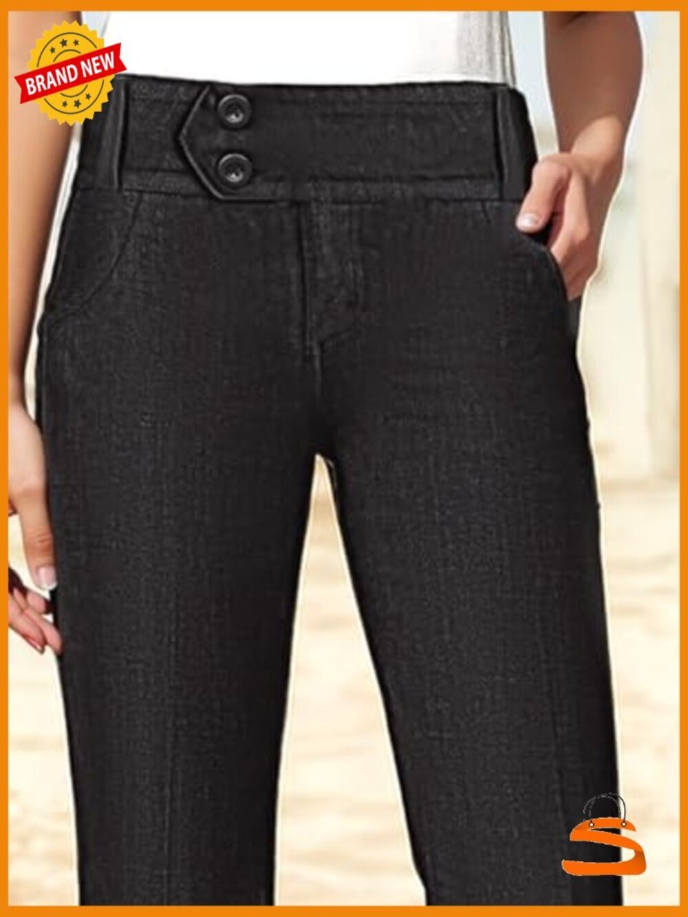 Bootcut Dress Pants Mid Rise Double Button Work Slacks - Picture 4 of 6